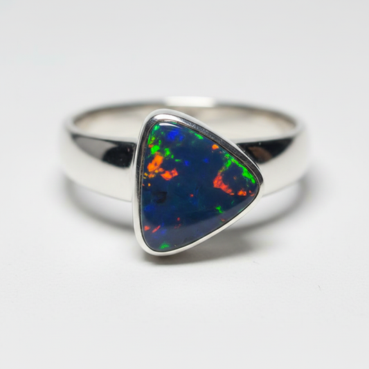 221109-10 Opal Doublet — 925 Silver Bezel Ring