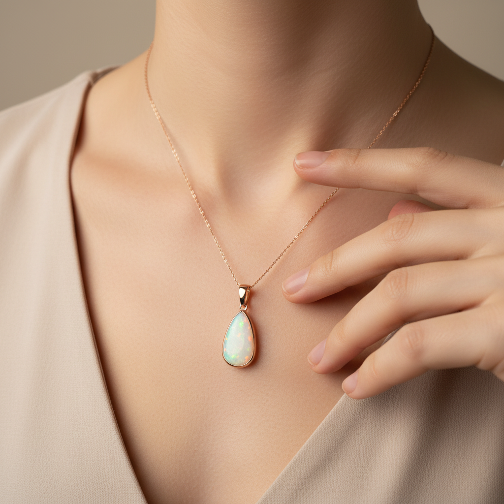 25-100 Teardrop Opal Modern Pendant