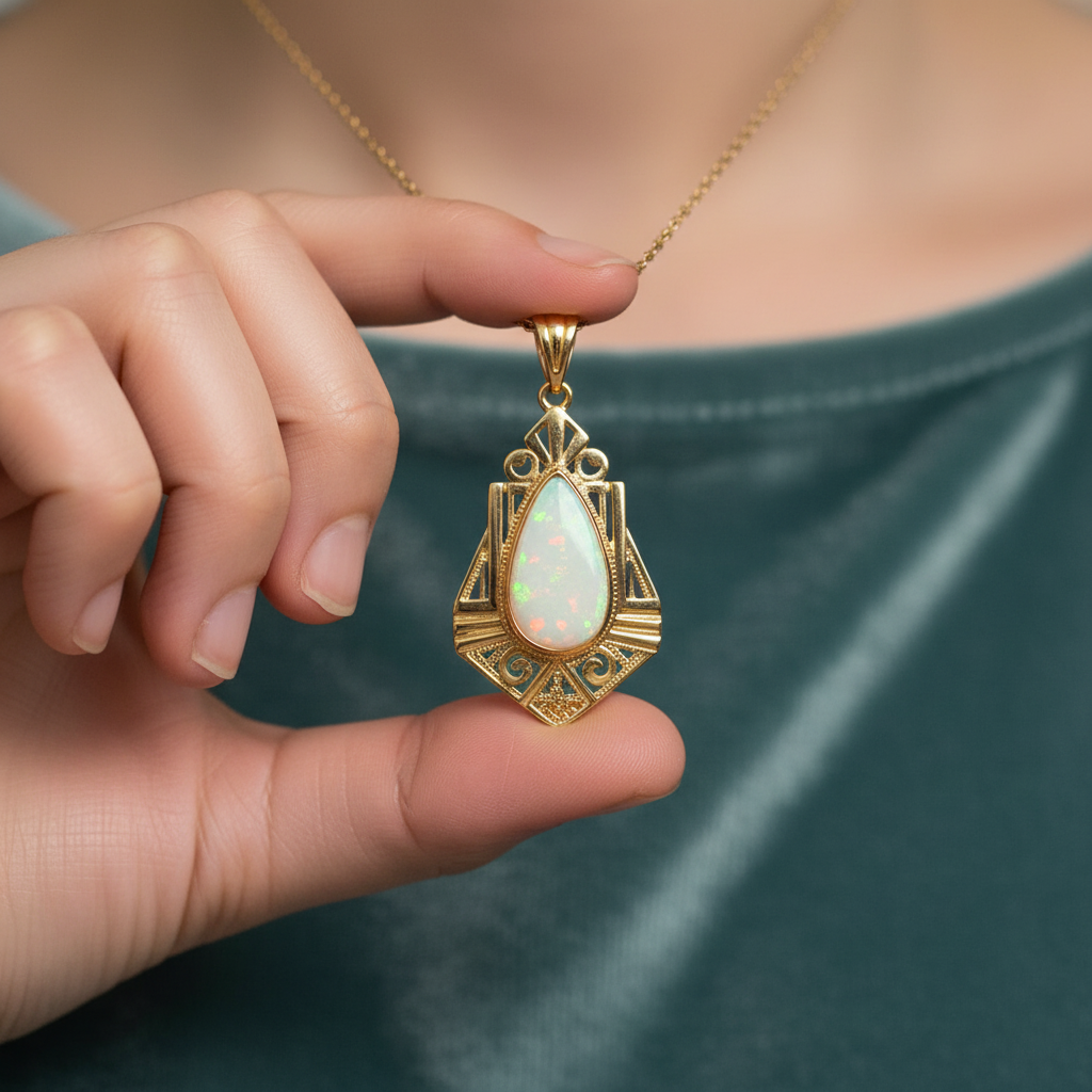 25-100 Teardrop Opal Vintage Pendant