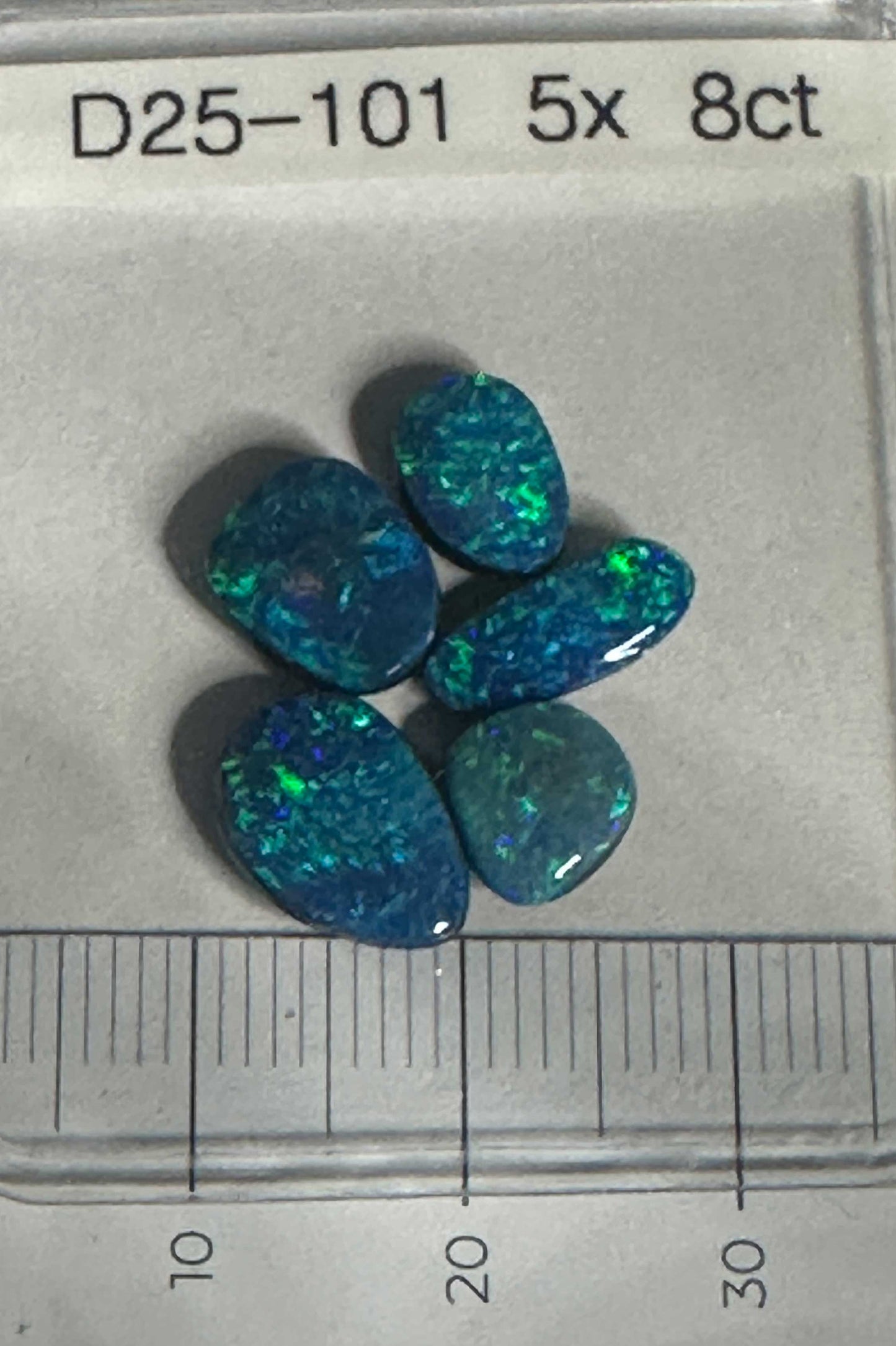 D25-101 — 5x Oval Opal Doublets | 8ct | Blue-Green Play-of-Color