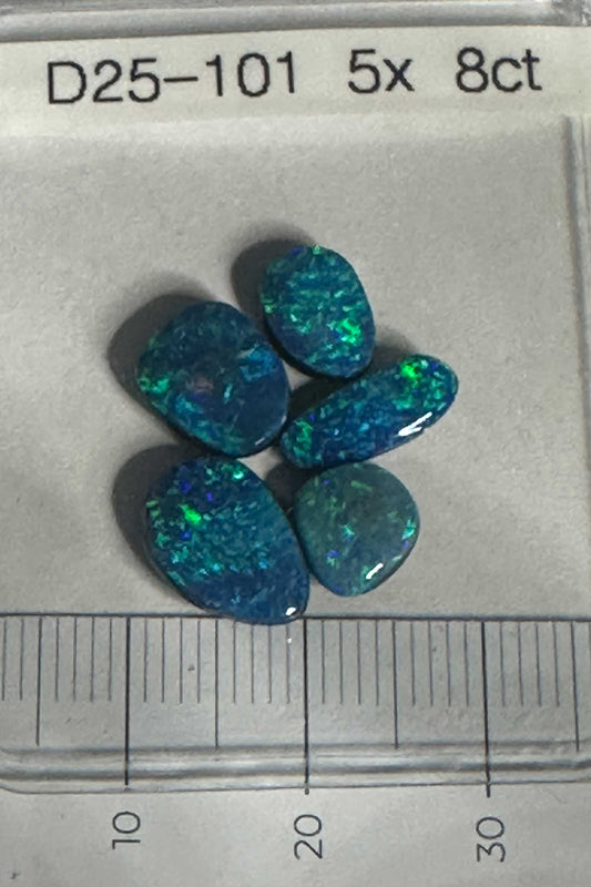 D25-101 — 5x Oval Opal Doublets | 8ct | Blue-Green Play-of-Color