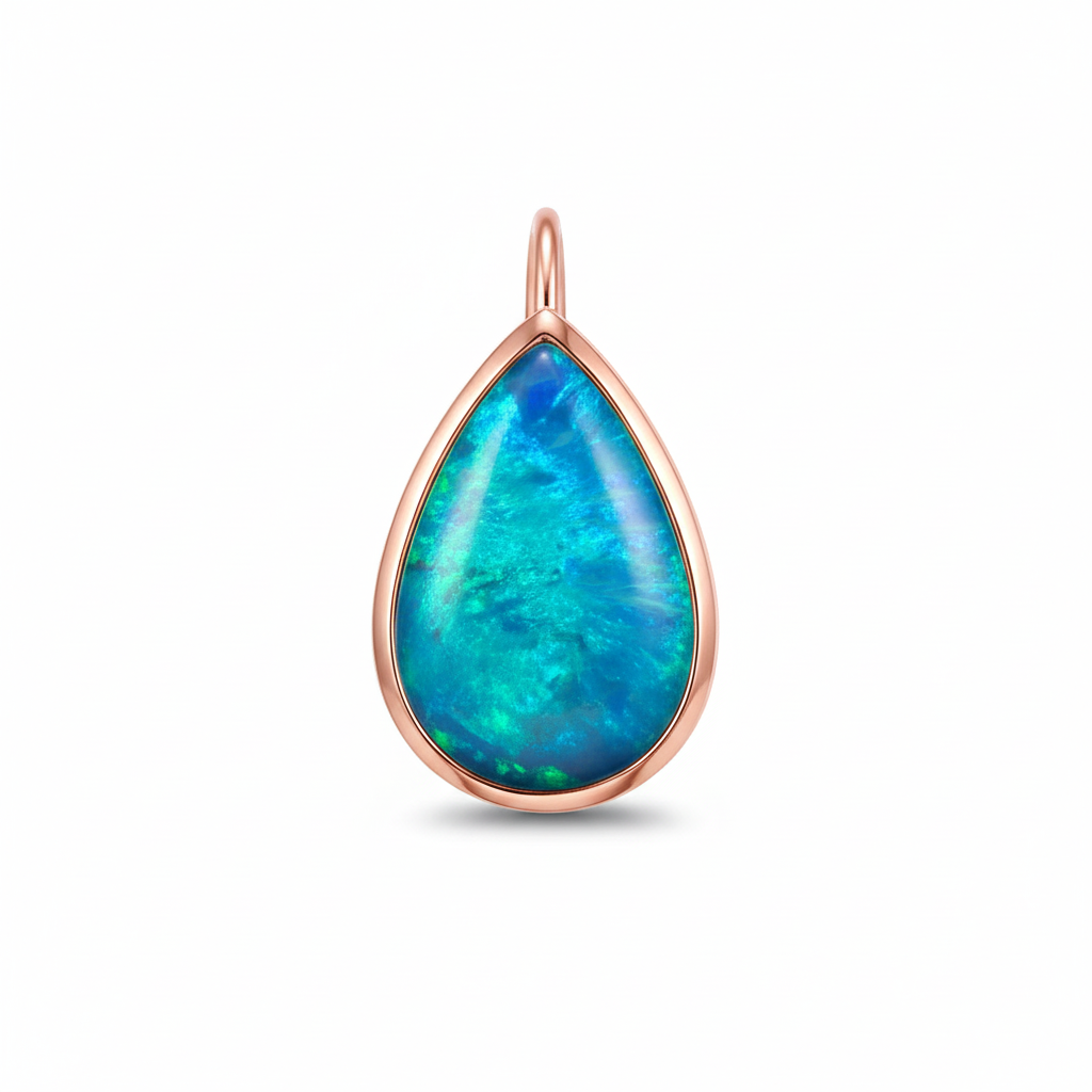 D2304-07 pear opal in rose gold earring