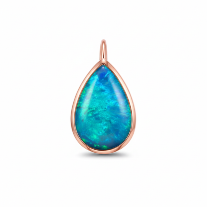 D2304-07 pear opal in rose gold earring