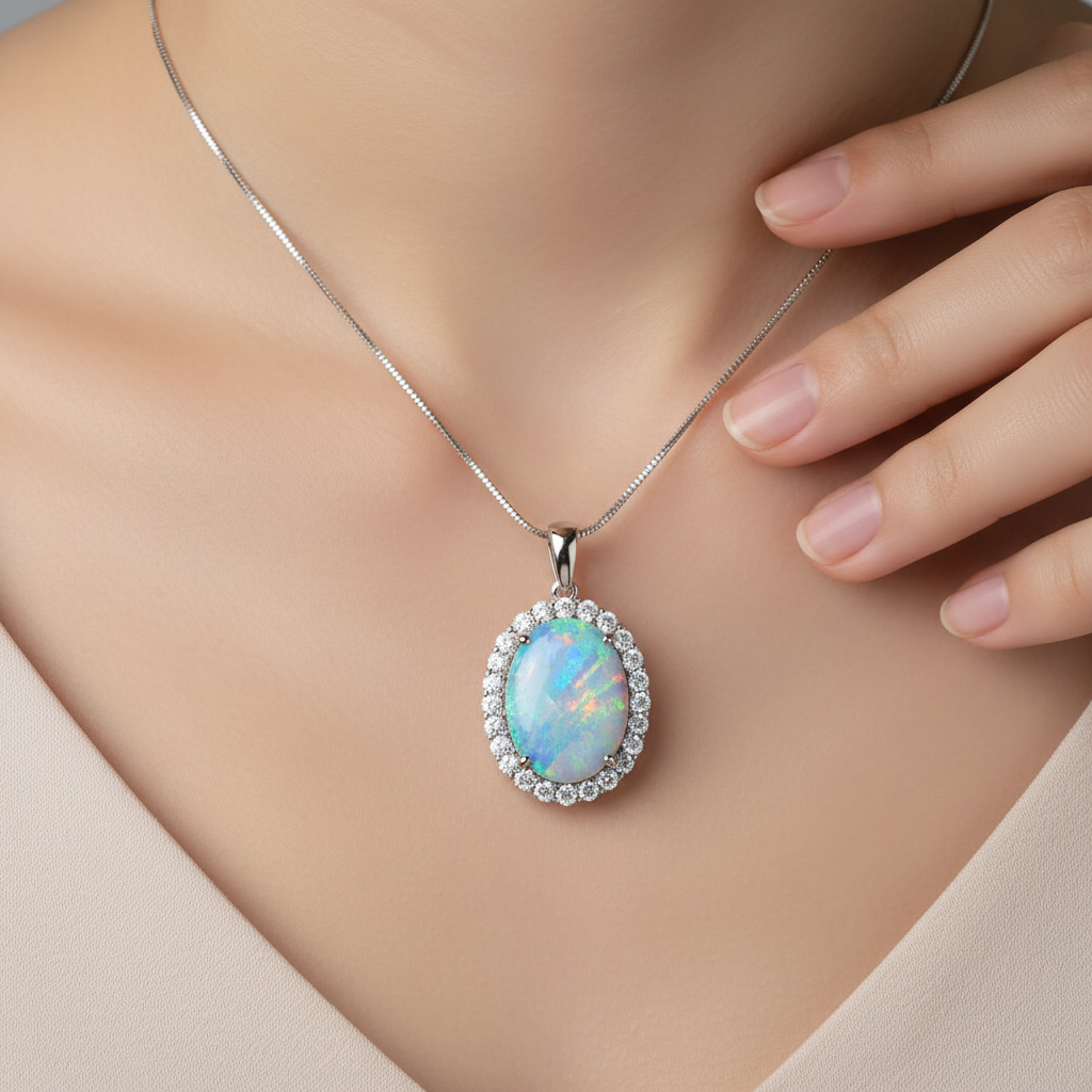 D2504-2 Opal Halo Pendant