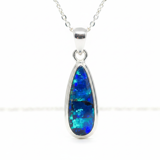 AI concept image of Australian opal doublet 221109-6 set in a 925 sterling silver pendant necklace