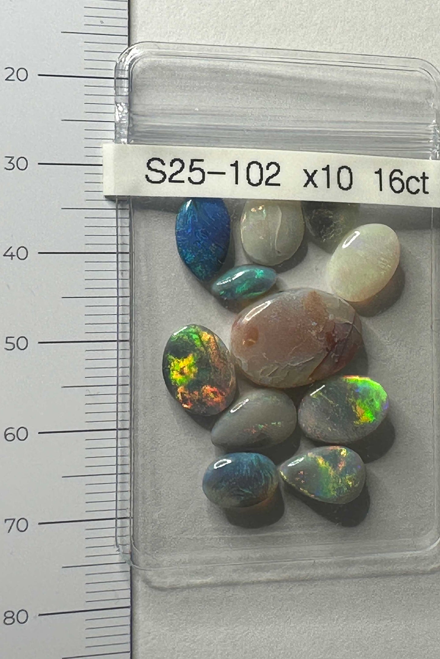 S25-102 — 10x Solid Seam Opals | 16ct | Mixed Colours & Patterns
