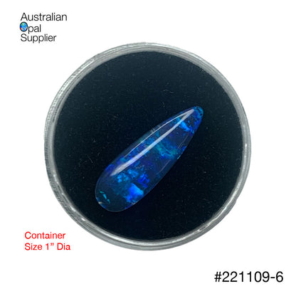 221109-6 Australian Opal Doublet — Long Teardrop, Electric Blue & Teal Fire